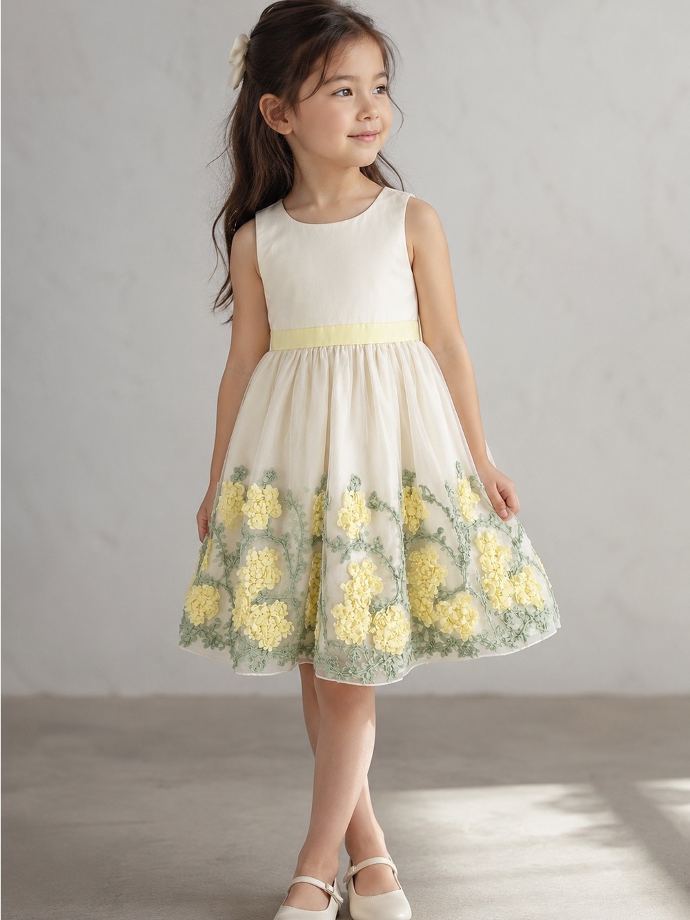 American Princess Cream and Yellow Floral Party Dress